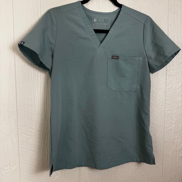 FIGS Catarina One Pocket Scrub Top in Seaglass Size XS Medical Hospital 3017 - Picture 4 of 8